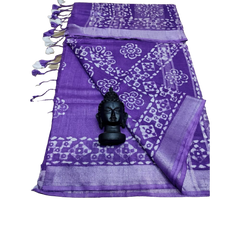 Khadi linen batik print saree SILK ZONE