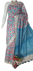 Khadi linen batik print saree MJ Handlooms