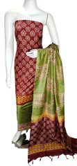 Soft silk hand block discharge print suit SILK ZONE