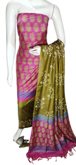 Soft silk hand block discharge print suit SILK ZONE