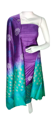 Soft silk hand block discharge print suit SILK ZONE