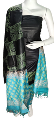 Soft silk hand block discharge print suit SILK ZONE