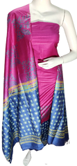 Soft silk hand block discharge print suit SILK ZONE