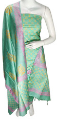 Soft silk hand block discharge print suit SILK ZONE