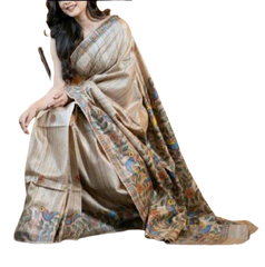 TUSSAR SILK PRINT SAREE