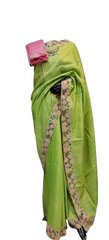 Tussar silk cut work design saree SILK ZONE