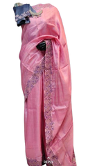 Tussar silk cut work design saree SILK ZONE
