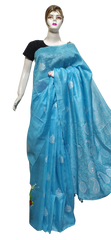 Organza linen embroidery saree SILK ZONE