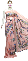 Organza linen embroidery saree SILK ZONE