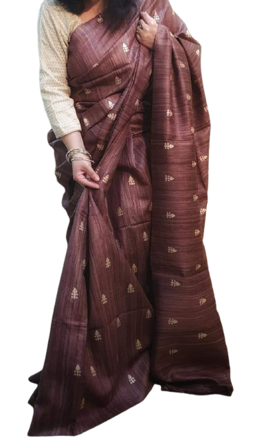 Tussar silk embroidery saree SILK ZONE