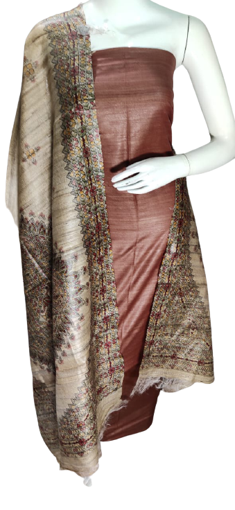 Pure tussar ghicha silk suit