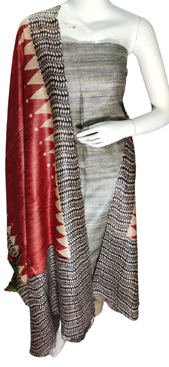 Pure tussar ghicha silk suit