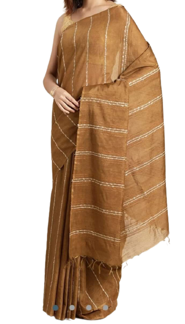 Semi tussar munga silk stripe saree SILK ZONE