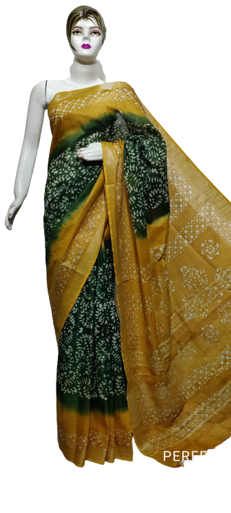 Cotton linen batik print Saree
