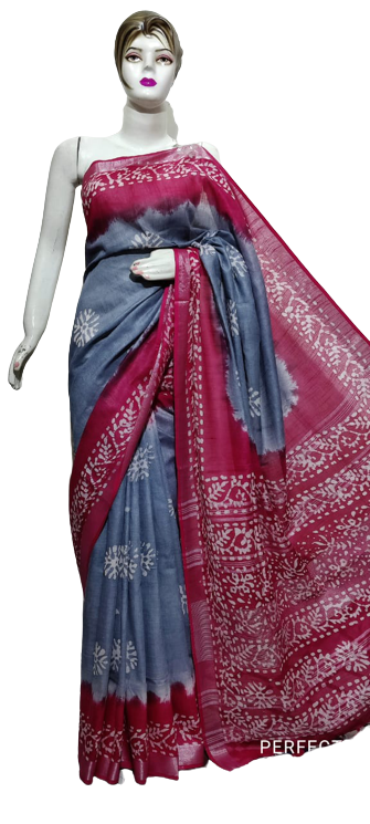 Cotton linen batik print saree
