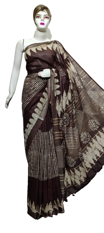 Cotton linen batik print saree