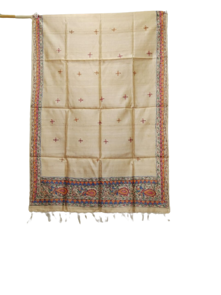 Tussar silk hand kalamkari paint dupatta SILK ZONE