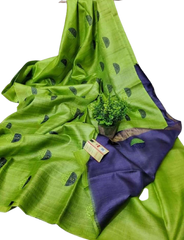 Pure tussar cutwork design embroidery silk saree SILK ZONE