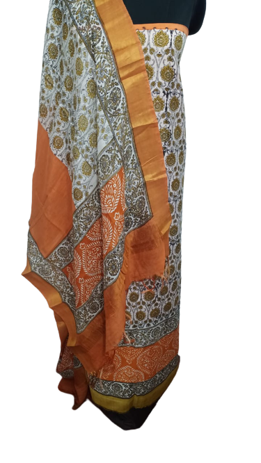 Semi-Tussar printed suit SILK ZONE
