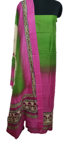 Semi-Tussar printed suit SILK ZONE