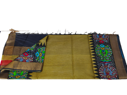 Semi-Tussar printed silk saree