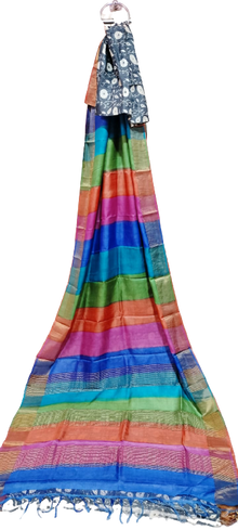 Tussar silk handblock print saree