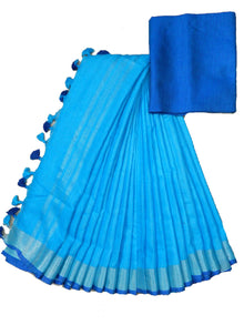 Cotton slub saree width blouse