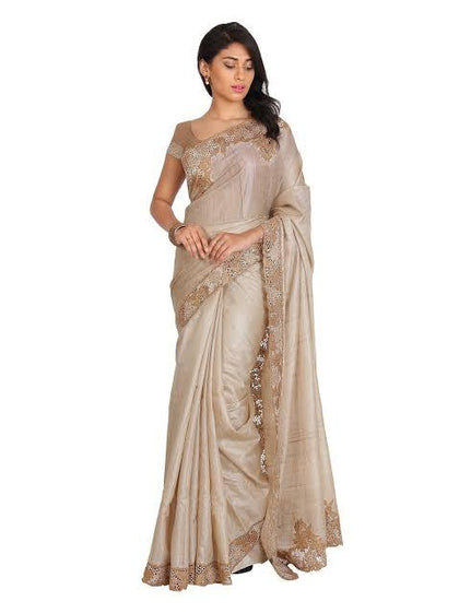 TUSSAR SILK CUTWORK SAREE