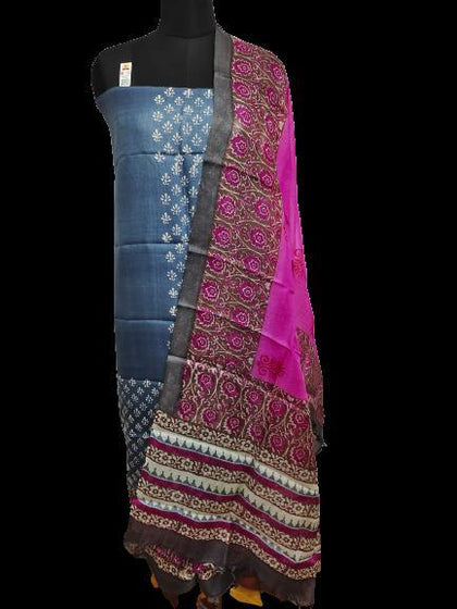 Tussar Silk Hand Block Print Suit