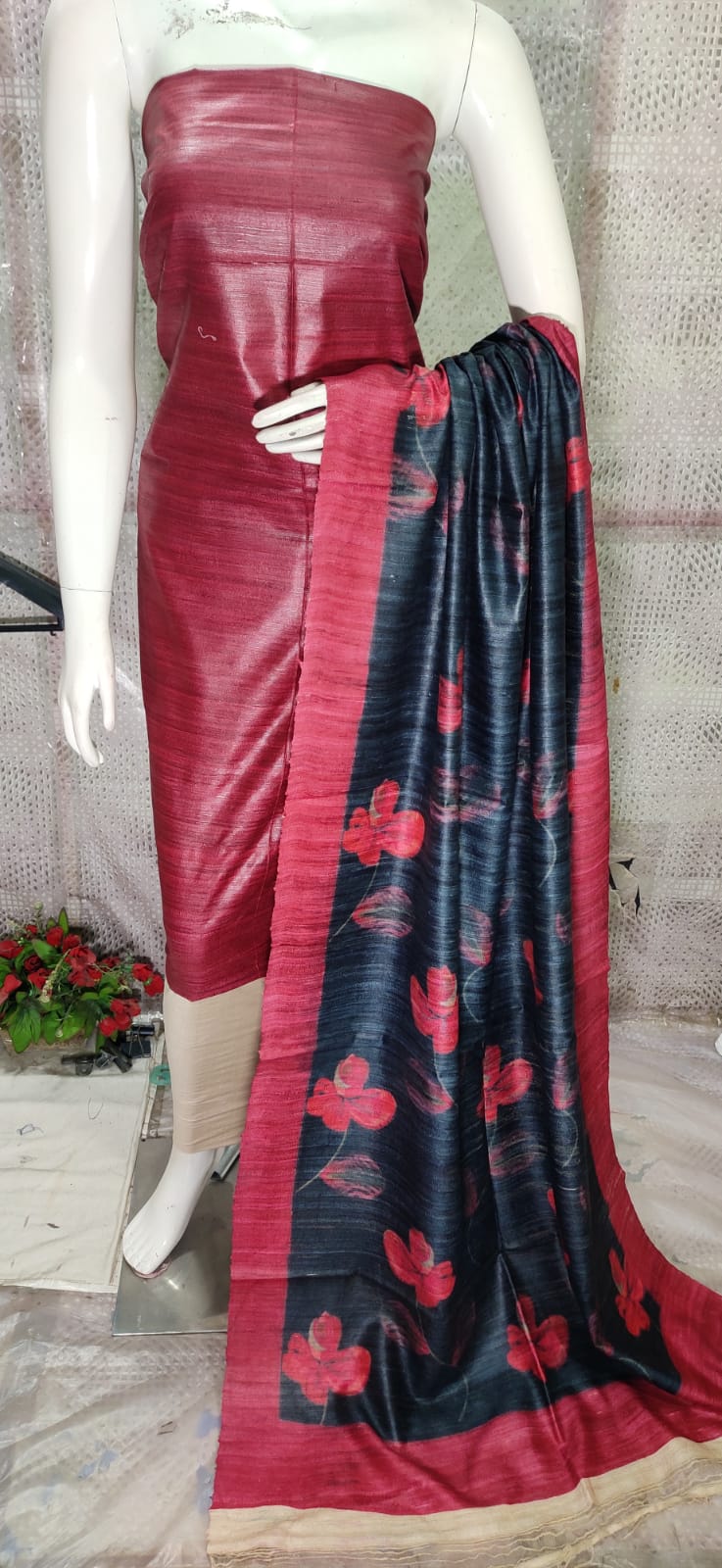 Tussar ghicha suits