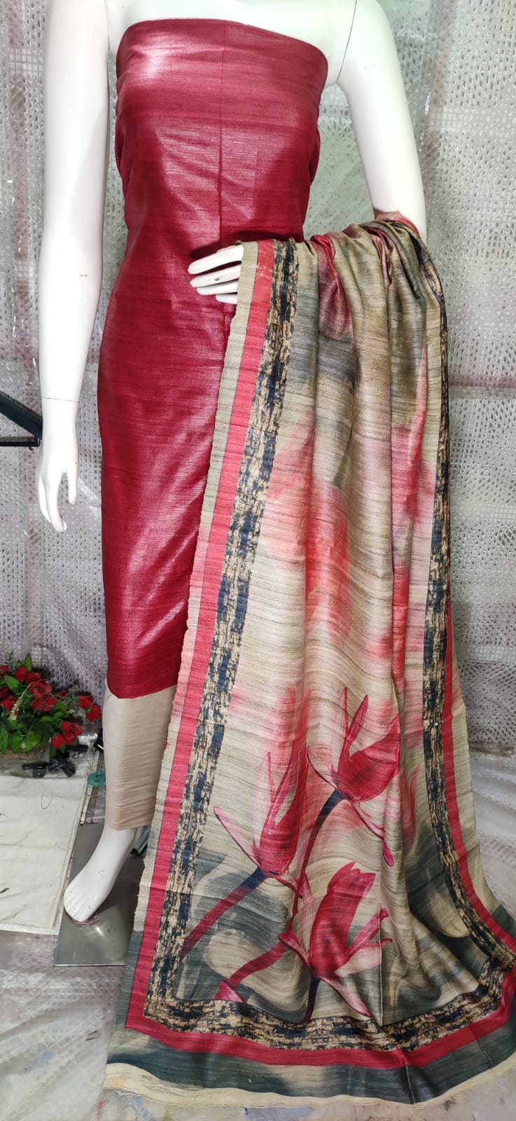 Tussar ghicha suits