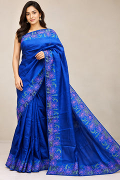 Pure Tussar Silk Hand Cutwork Saree – TCS.4007