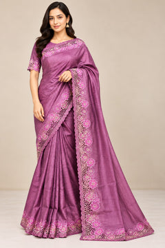 TUSSAR SILK CUTWORK SAREE