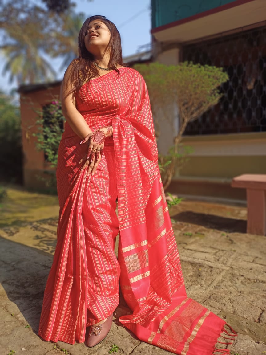 Semi Ghicha check Dilk Saree