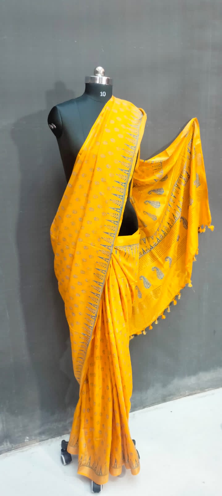 Semi Tussar Model Silk  Saree Hand Block Print saree With blouse piece