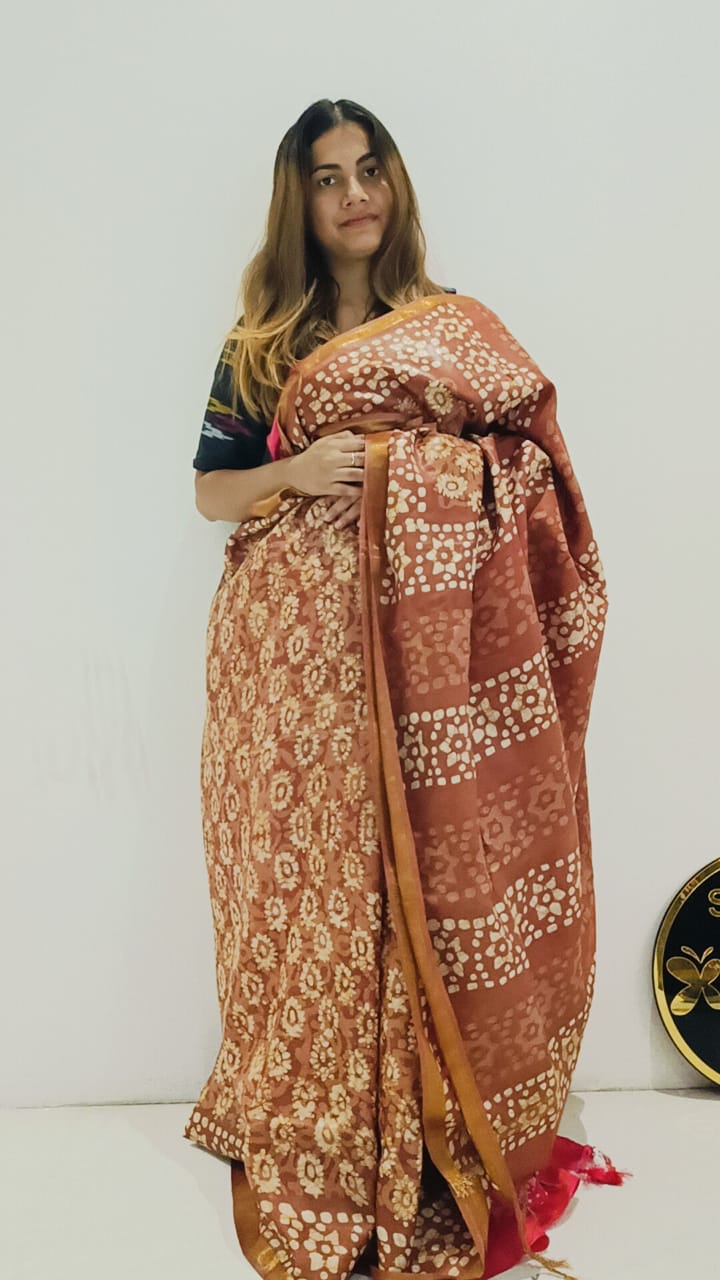 Soft silk batik print saree