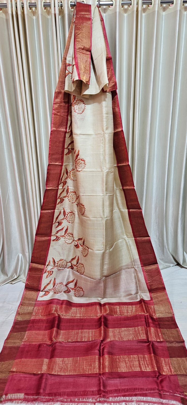 Pure tussar silk print saree