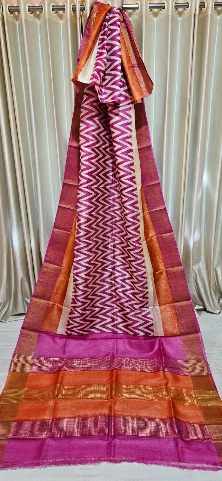 Pure tussar silk print saree