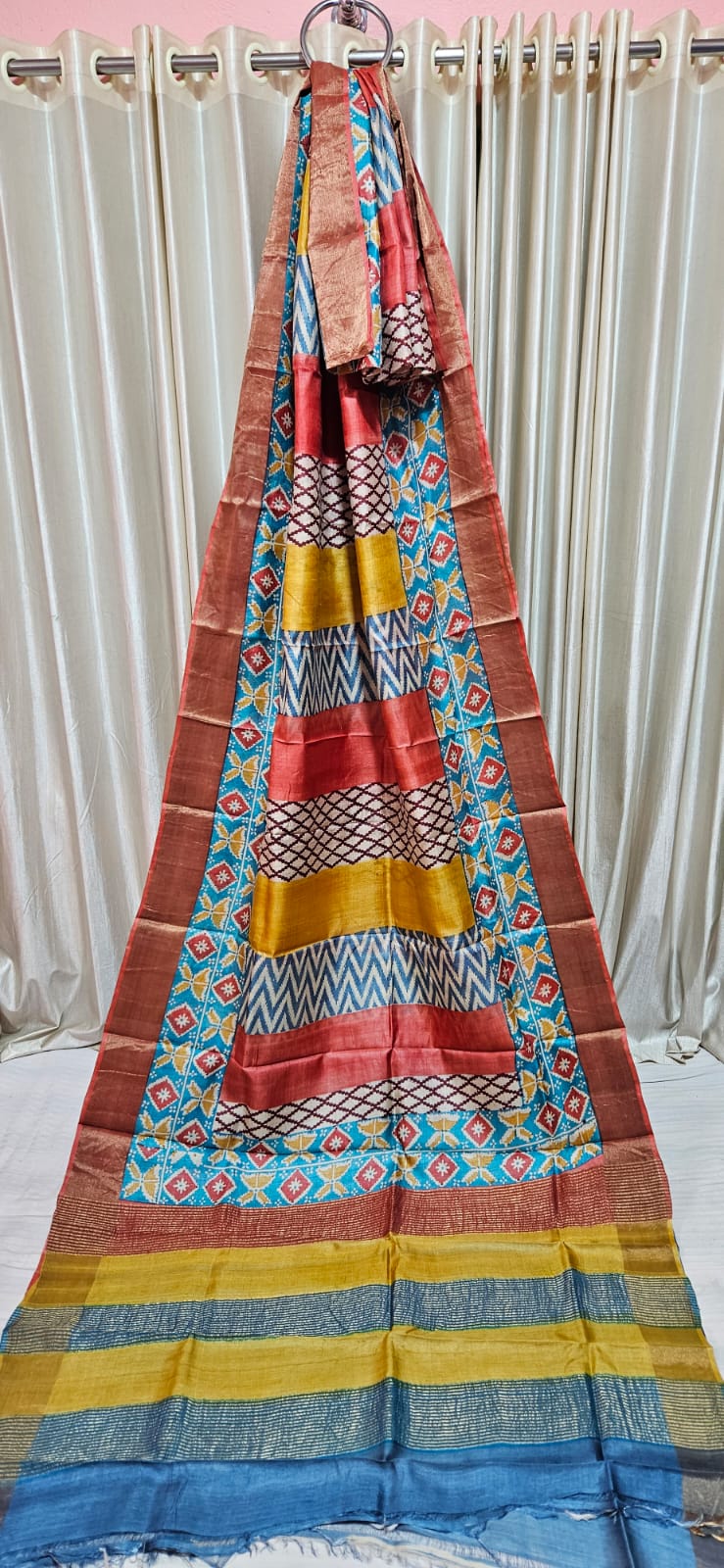 Pure tussar silk print saree