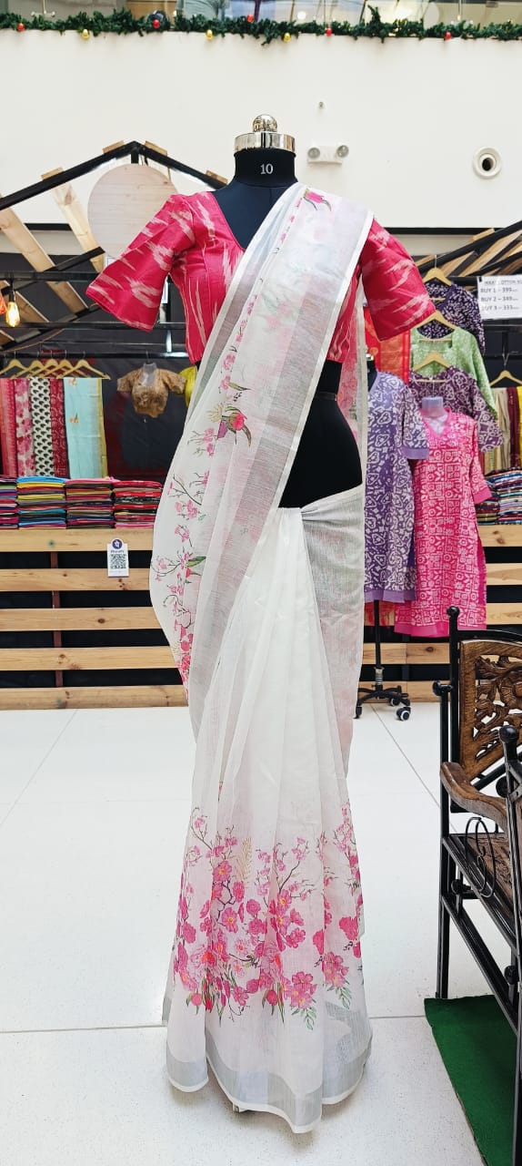 Silk linen saree