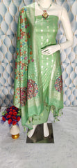 Top and dupatta fabric banarasi chandari silk dovi suit resam work
