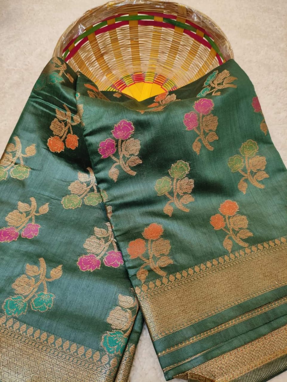 Pure Kota staple silk saree with beautiful meenakari design