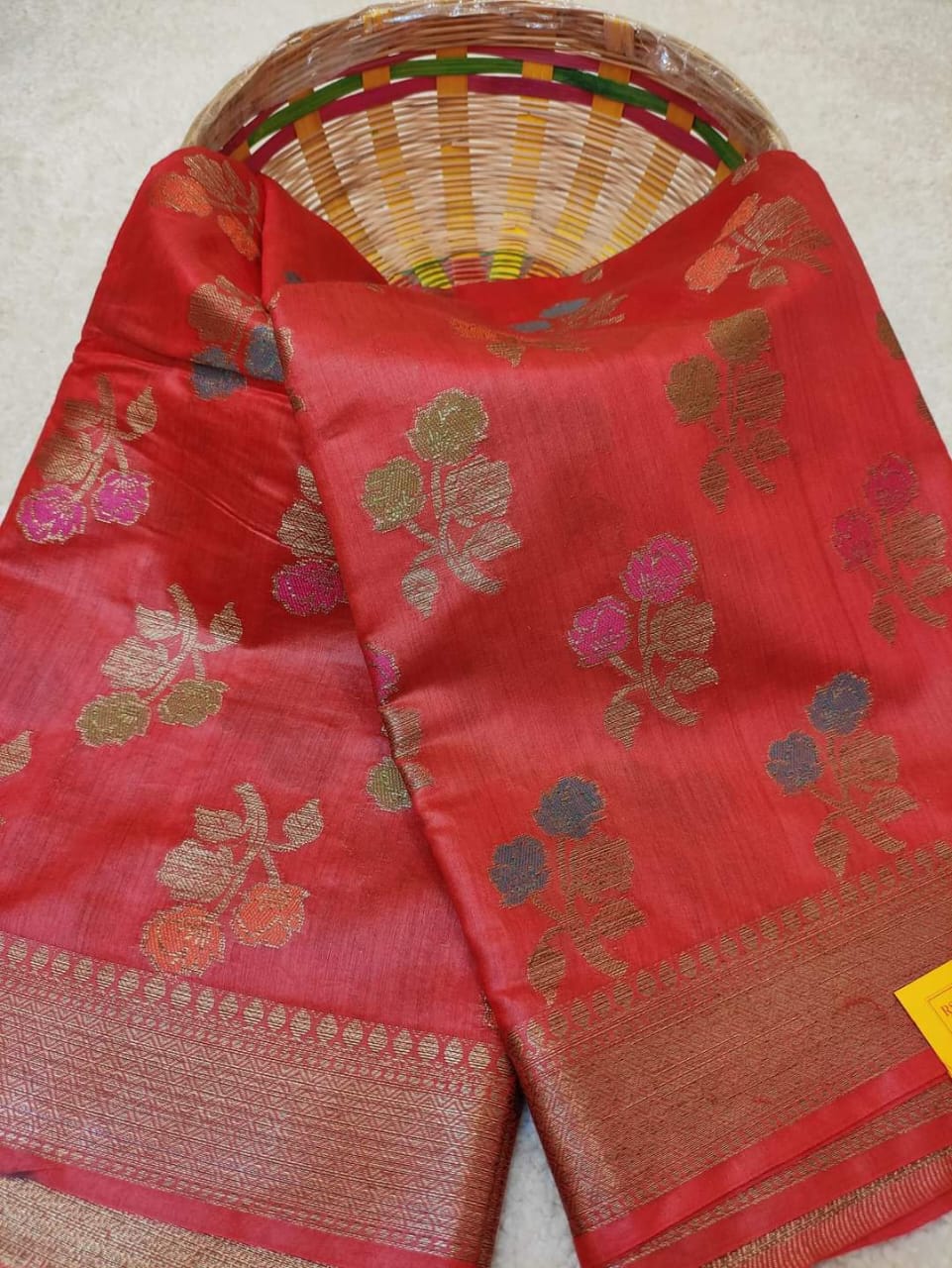 Pure Kota staple silk saree with beautiful meenakari design