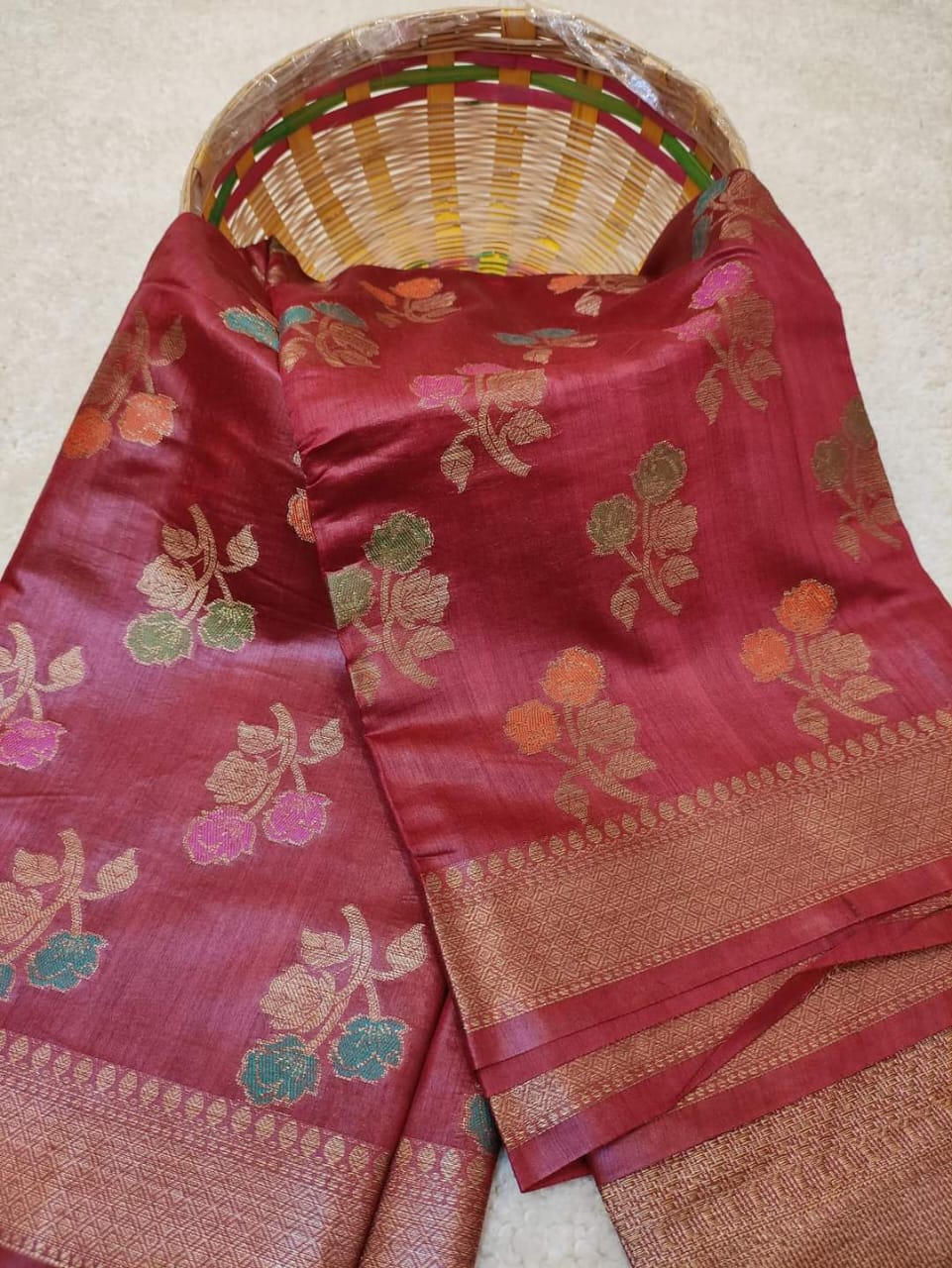 Pure Kota staple silk saree with beautiful meenakari design