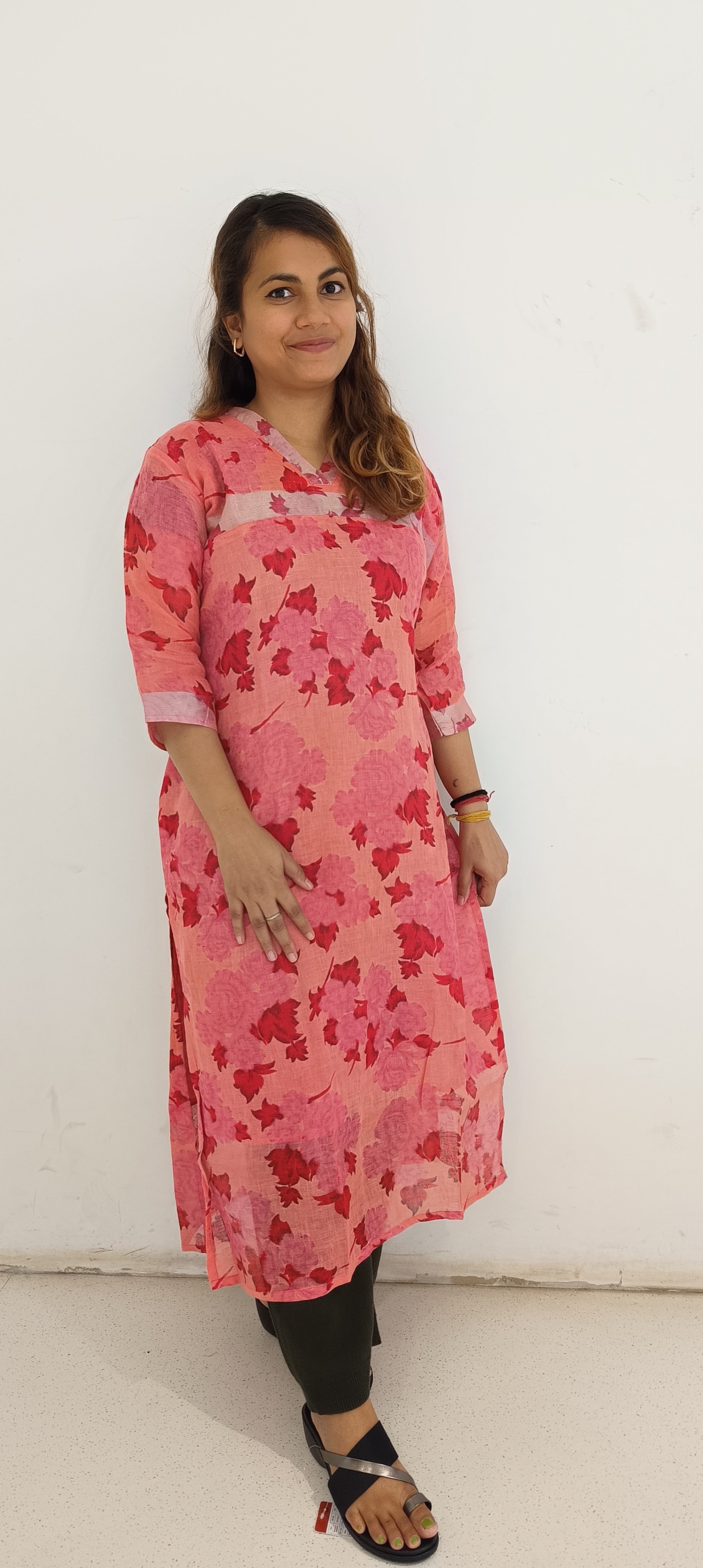 Pure linen digital print kurti