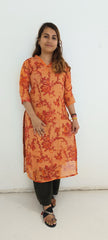 Pure linen kurti digital print