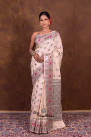 Pure Katan Silk Meenakari Banarasi Saree Blush Peach Pink full look