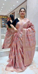 Pure tussar munga silk saree with beautiful meenakari design
