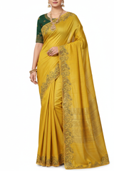 Yellow Tussar Saree - Detail