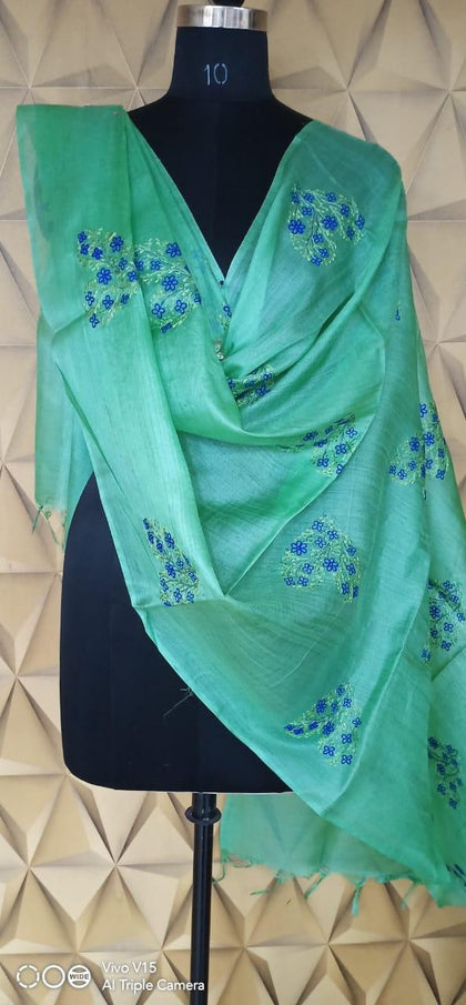 Tussar silk embroidery dupatta
